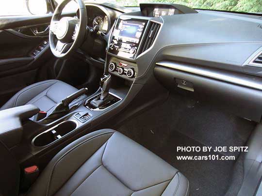 2017 Subaru Impreza Limited black leather interior,  8" audio screen, gloss black CVT shift knob and surround, matte silver passenger side dash trim, silver trimmed automatic climate control knobs