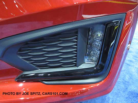 2017 Subaru Impreza Sport LED daytime running lights. Lithium red car