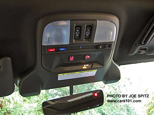 2017 Subaru Impreza overhead console with Eyesight cameras, map lights, bluetooth microphone, Starlink emergency connectivity button