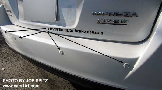 2017 Subaru Impreza Limited with Reverse Auto Brake sensors in the rear bumper