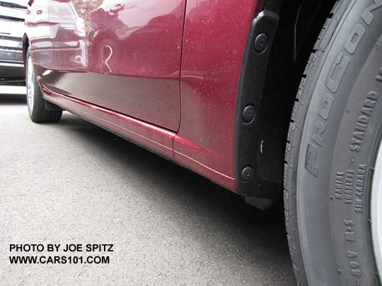 2017 Subaru Impreza 2.0i, Premium and Limited 4door and 5 door lower rocker panel. Only the Sport has the extra rocker panel trim piece. Venetian red color shown.