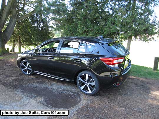 2017 Subaru Impreza Sport 5 door hatchback, 18" machined alloys. Crystal black shown.