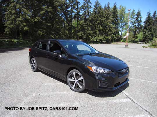 2017 Subaru Impreza Sport 5 door hatchback, 18" machined alloys. Crystal black shown.