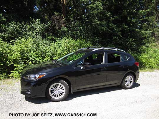 2017 Subaru Impreza 5 door Premium hatchback. crystal black with silver 16" alloys and silver roof rails