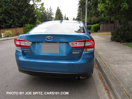 rear view 2017 Subaru Impreza 4 door sedan 2.0i base and Premium trunk.