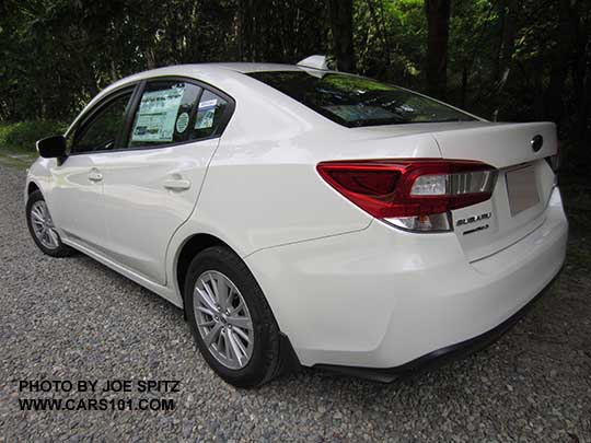 2017 Subaru Impreza Premium 4 door sedan with silver 16" alloys, body colored mirrors and door handles. Optional splash guards