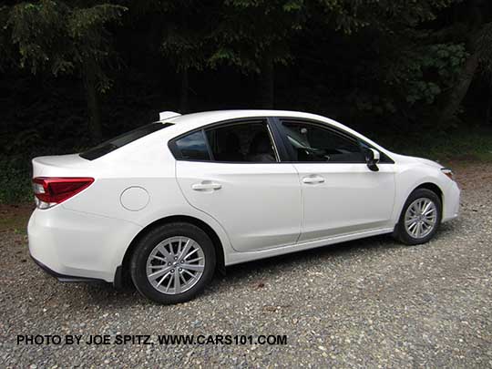 2017 Subaru Impreza Premium 4 door sedan with silver 16" alloys, body colored mirrors and door handles. Optional splash guards