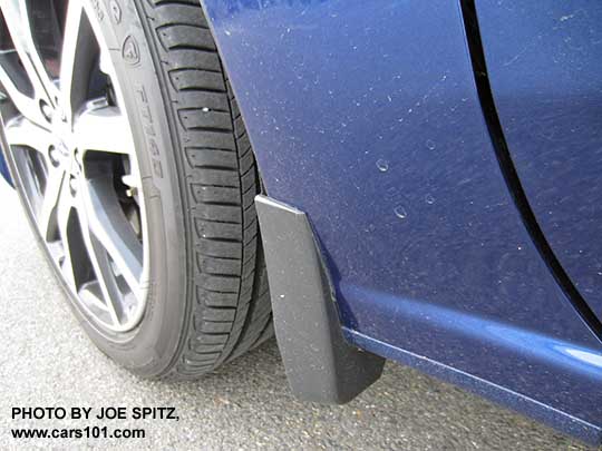 2017 Subaru Impreza optional splash guard, set of 4.  Front wheel 5 door hatchback,  Lapis blue Limited model shown.