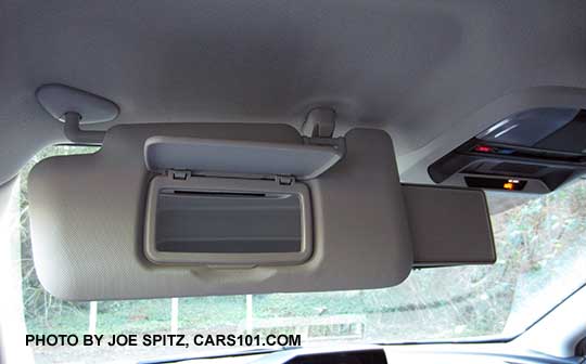 2017 Subaru Impreza Premium sunvisor with vanity mirrors has side extensions, shown pulled out