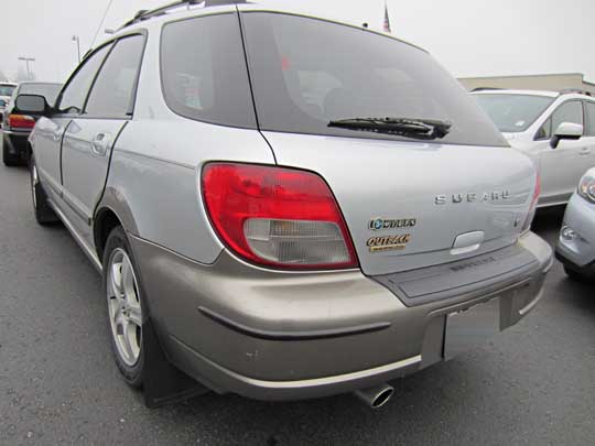 rear view 2002 Outback sport, silver