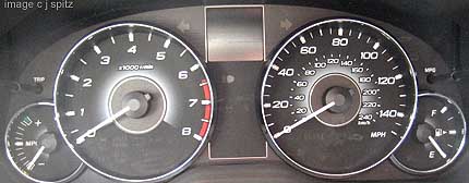 2.5 L Legacy and Outback Instrument display with speedometer to 150