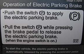 electronic parking brake instruction label