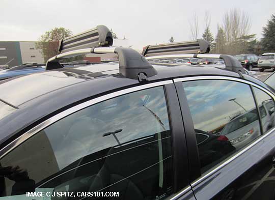 2010, 2011, 2012, 2013 subaru legacy with optional roof rack crossbars and ski attachment