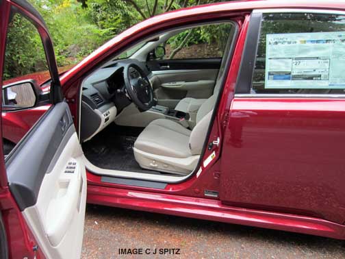 subaru venetian red with warm ivory beige interior cloth