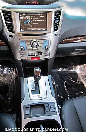 center console, 2014 subaru legacy limited with stereo, heater controls, woodgrained dash trim