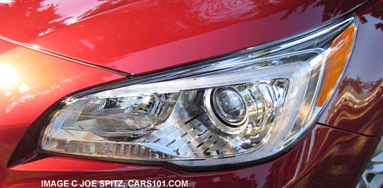 close-up of the 2015 Legacy 2.5i  headlight with silver inner surround