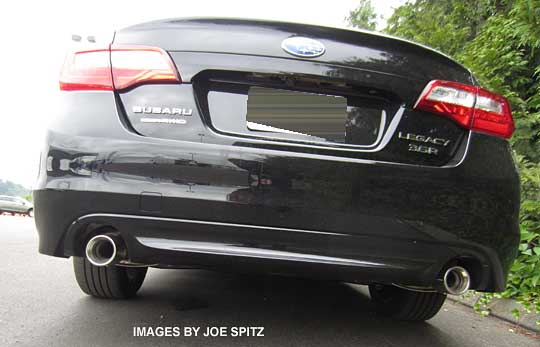 2015 Legacy 3.6R has dual exhaust, 2.5L model have single, left side exhaust
