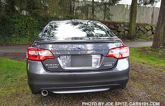 2015 Legacy 2.5i rear view. Carbide Gray color shown