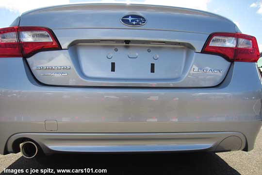 2015 Legacy 3.6R has dual exhaust, 2.5L models (shown here) have single, left side exhaust