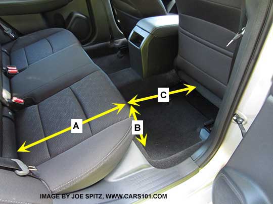 2015 Subaru Legacy rear seat, hand measured