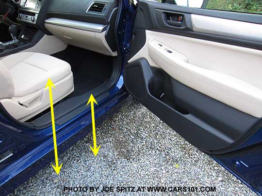 2015 Subaru legacy front passenger seat and door sill height