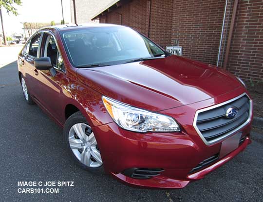 2015 Venetian Red Subaru Legacy 2.5i sedan with gray front grill