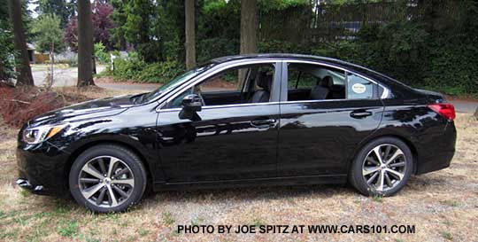 side view 2015 Subaru Legacy Limited sedan, black shown
