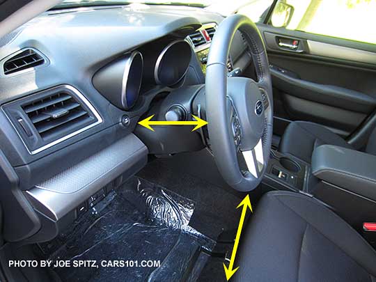 2015 Subaru Legacy telescoping and tilting steering wheel measurements, hand measured