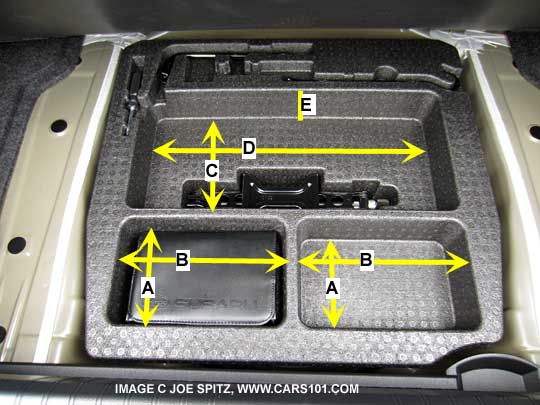 Subaru Legacy trunk storage tray measurements and dimensions