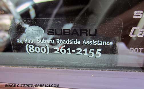 subaru legacy warranty roadside assistance phone number 800-261-2155
