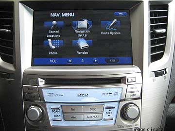 2010 Subaru Legacy Navigation screen with 6 CD changer