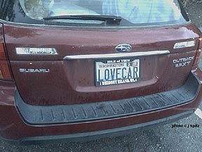 subaru outback xt with LOVECAR license plate