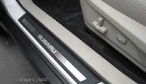 front door aluminum sill plate with 'Subaru'. Also available illuminated