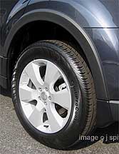 close-up of 2010 Outback wheel arch moldings