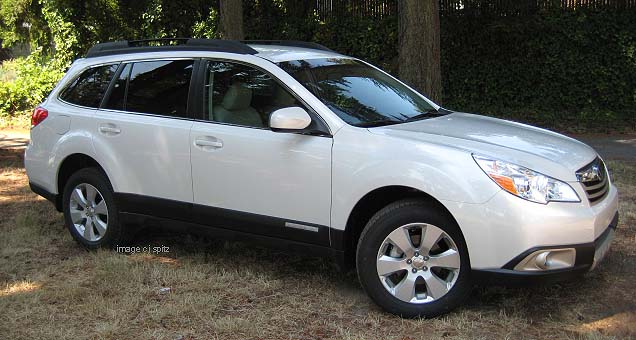 White Subaru Outback