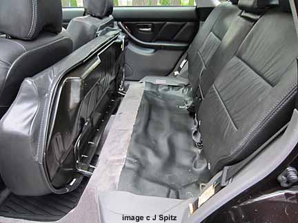 subaru legacy and outback wagon rear seat bench flips forward