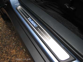 closeup of subaru illuminated sill plate