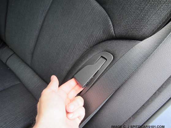 lift this handle to fold the Subaru Outback rear seat flat or recline the reqar seat back