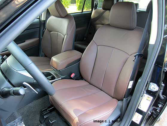 subaru outback front seat, saddle brown leather