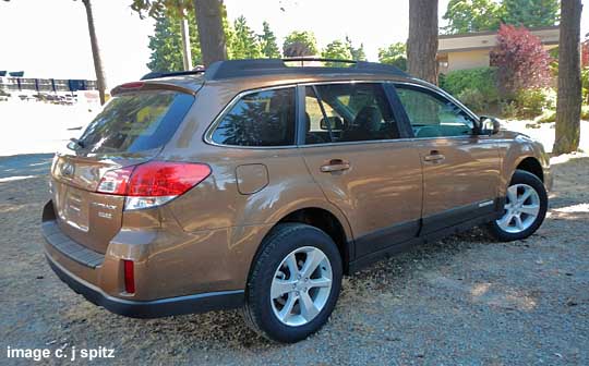 subaru 2013 outback rear view, caramel bronze pearl shown