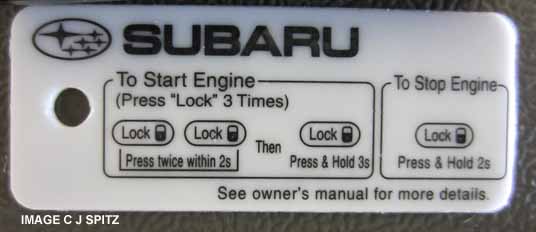 2013 outback pushbutton start with remote start