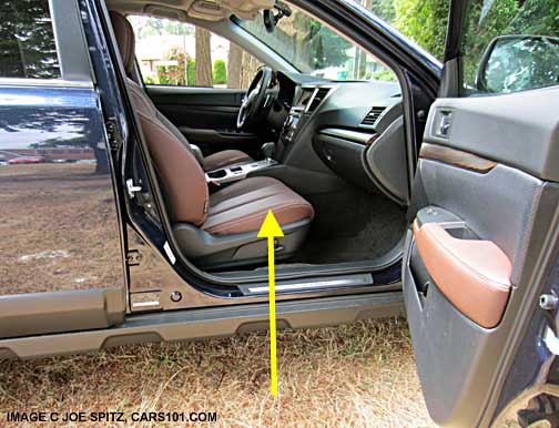 outback front passenger seat height, ground to top of bolster, hand measured