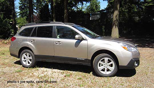 14 subaru outback, tungsten metallic looks beige champagne in the sunlight