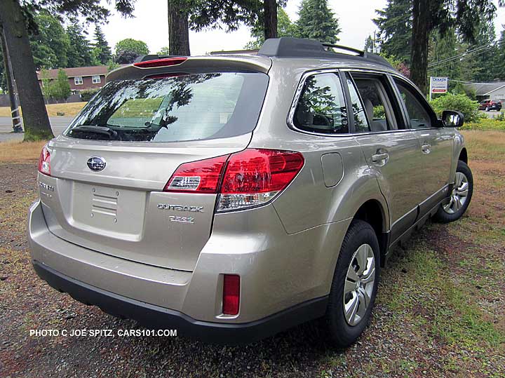 2014 tungsten metallic subaru outback rear view