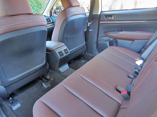 2014 outback special appearance package has saddle brown leather. rear seat shown