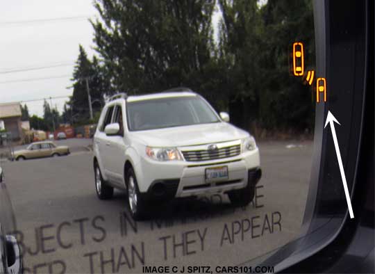 2016, 2015 Subaru Outback optional Blind Spot Detection outside mirror