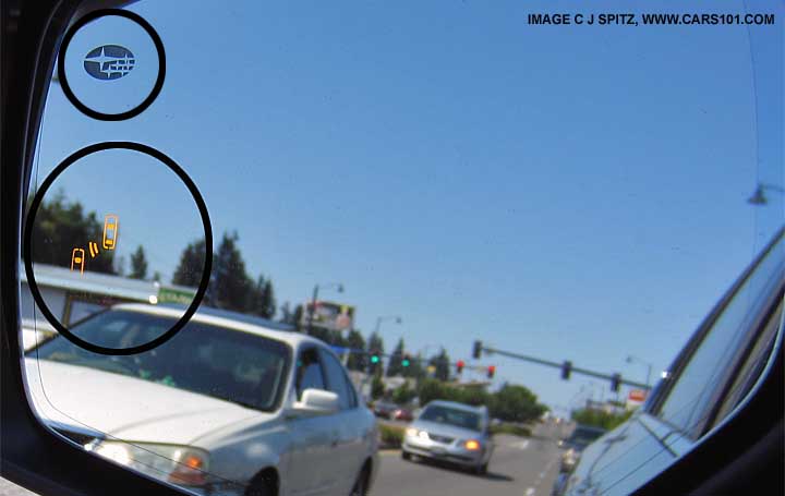 blind spot detection outside mirror on Subaru Outback and Legacy