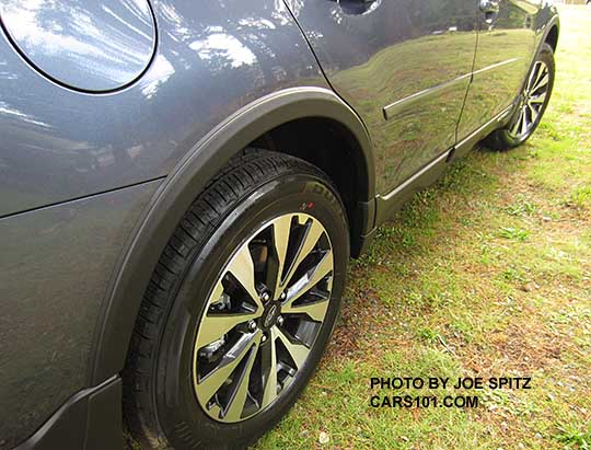 2015 Outback with optional body side moldings and wheel arch moldings. Twilight blueht Blue shown.