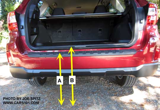 2016, 2015 Subaru Outback bumper and cargo floor height measurements