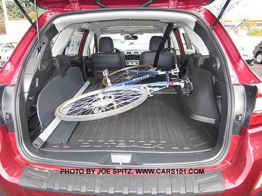 2016, 2015 Outback with a bike in the cargo area